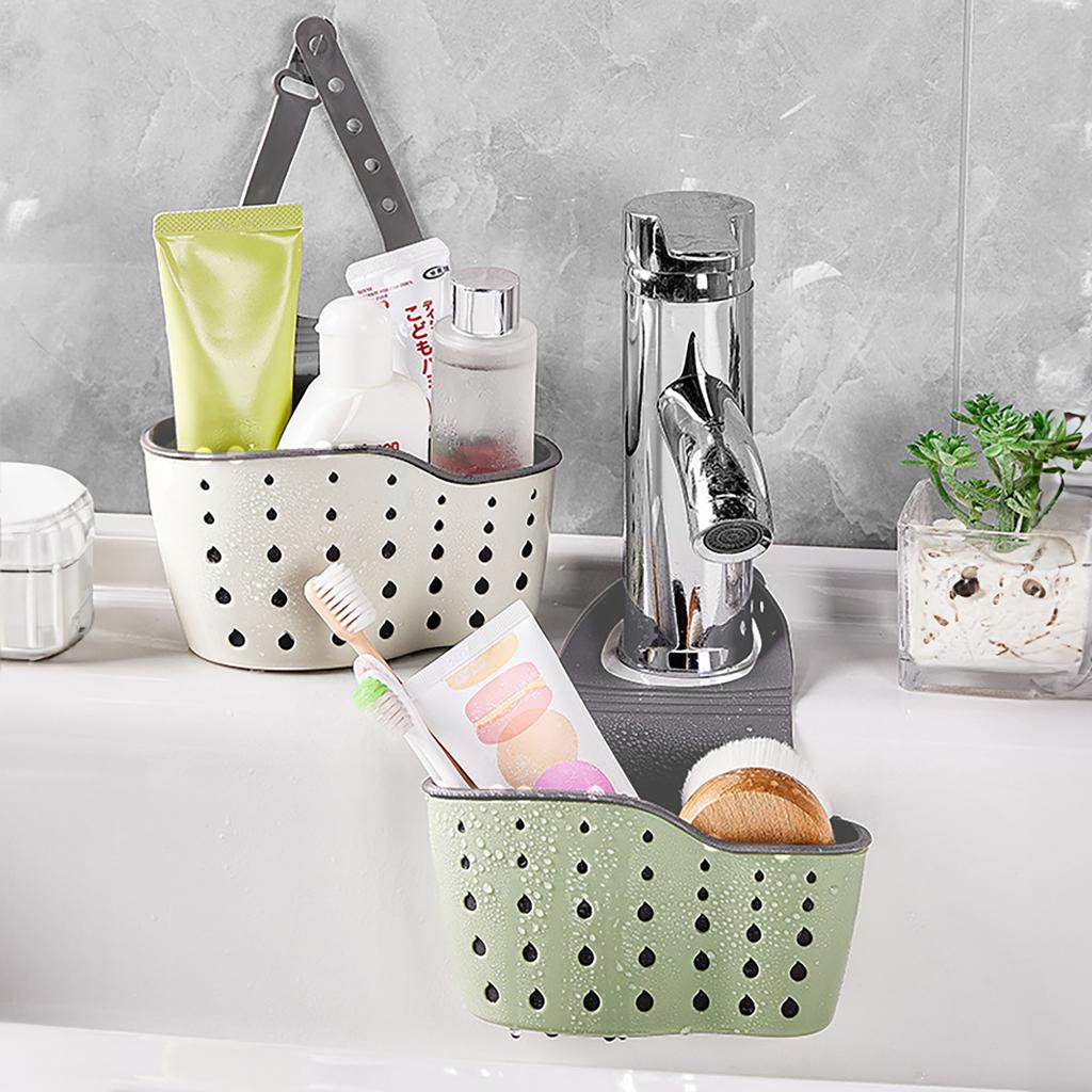 Home Storage Drain Basket Kitchen Sink Hanging Bag Adjustable Soap Sponge Hanging Drain Basket Bag Kitchen Accessories