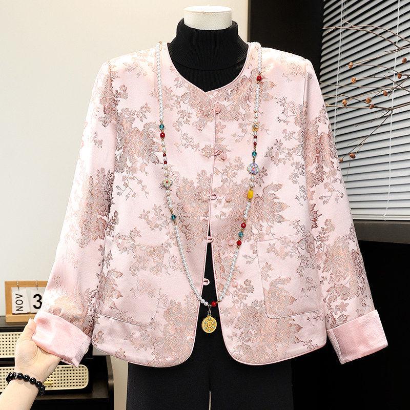 

Spring 2026 Chinese Style Cardigan for Middle-aged Women - Stylish Tang Suit Top 2XL (recommended for 125-140 jin)