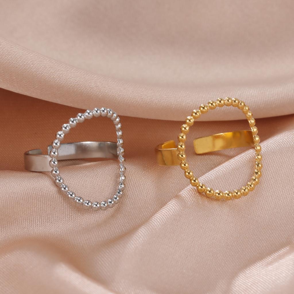 Minimalist Hollow Round Ring Stainless Steel Gold Open Women Rings Trendy Jewelry Gift In