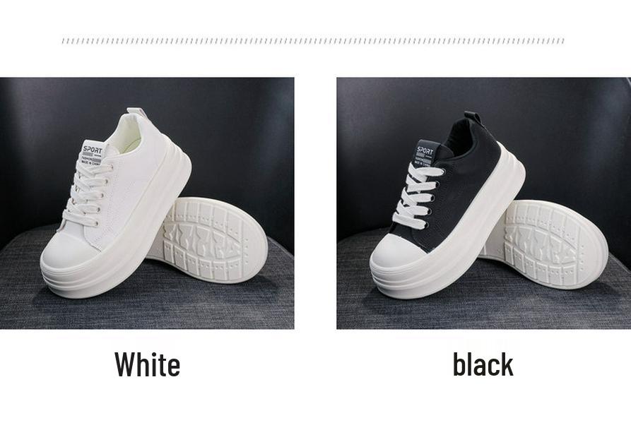 2026 Trendy Leather Platform Women's Shoes - Lightweight, Versatile, Casual, Height-Enhancing, Soft Sole for Spring & Autumn