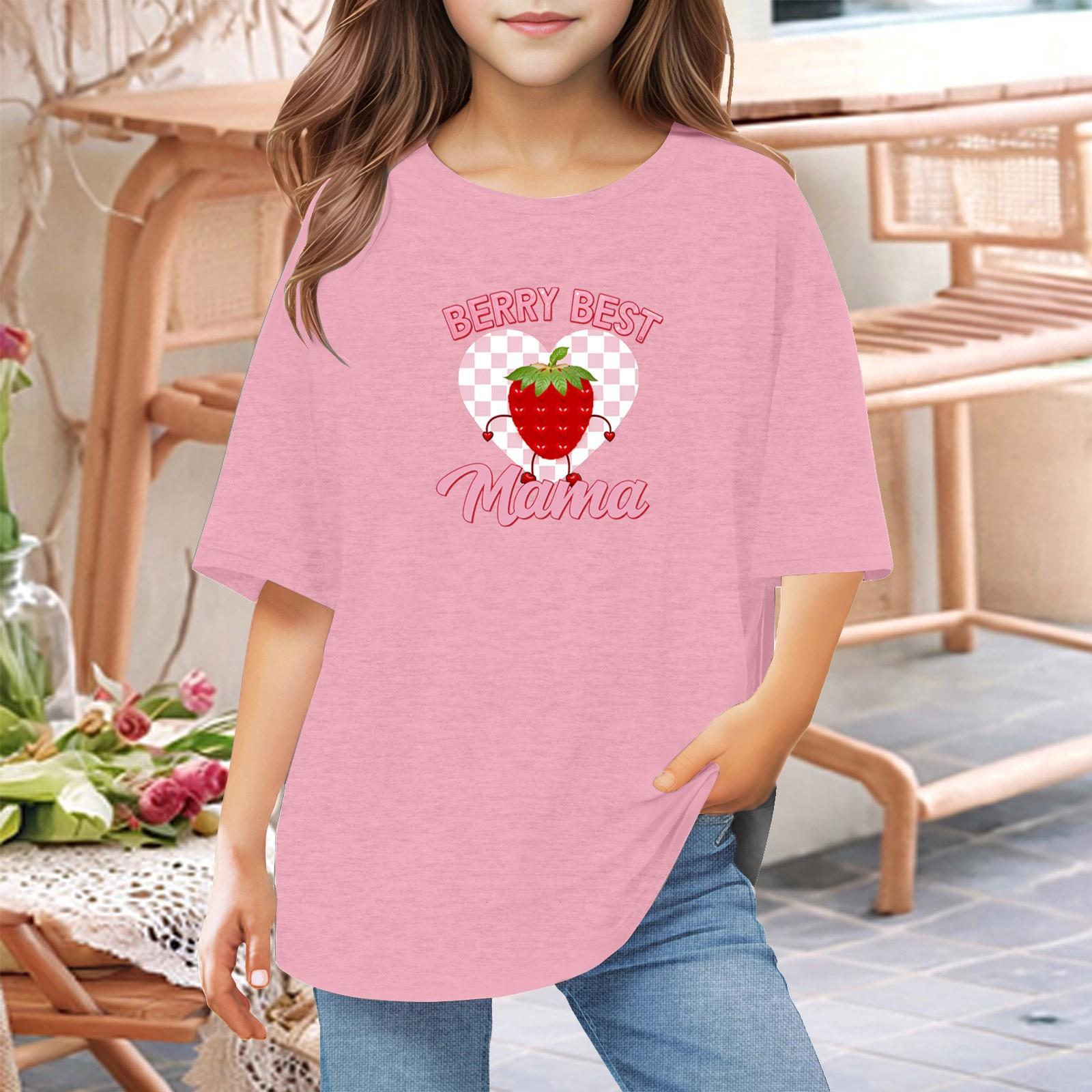 

Футболки для малышей, девочек и мальчиков, детские футболки с короткими рукавами и принтом для мальчиков и девочек 1-12 лет 110 розовый