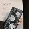 Retro Biały Kwiat Róży Etui na Telefon Iphone 11 12 Pro Max 13 Mini X Xr Xsmax 7 8 Plus Skórzany Silikonowy Miękki Odporny Na Wstrząsy Pokrowiec