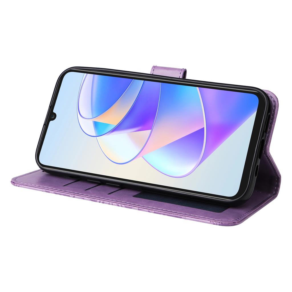 Phone Stand Case for Honor X7a 5G,PU Leather Sunflower Imprinted Wallet Phone Cover with Hand Strap