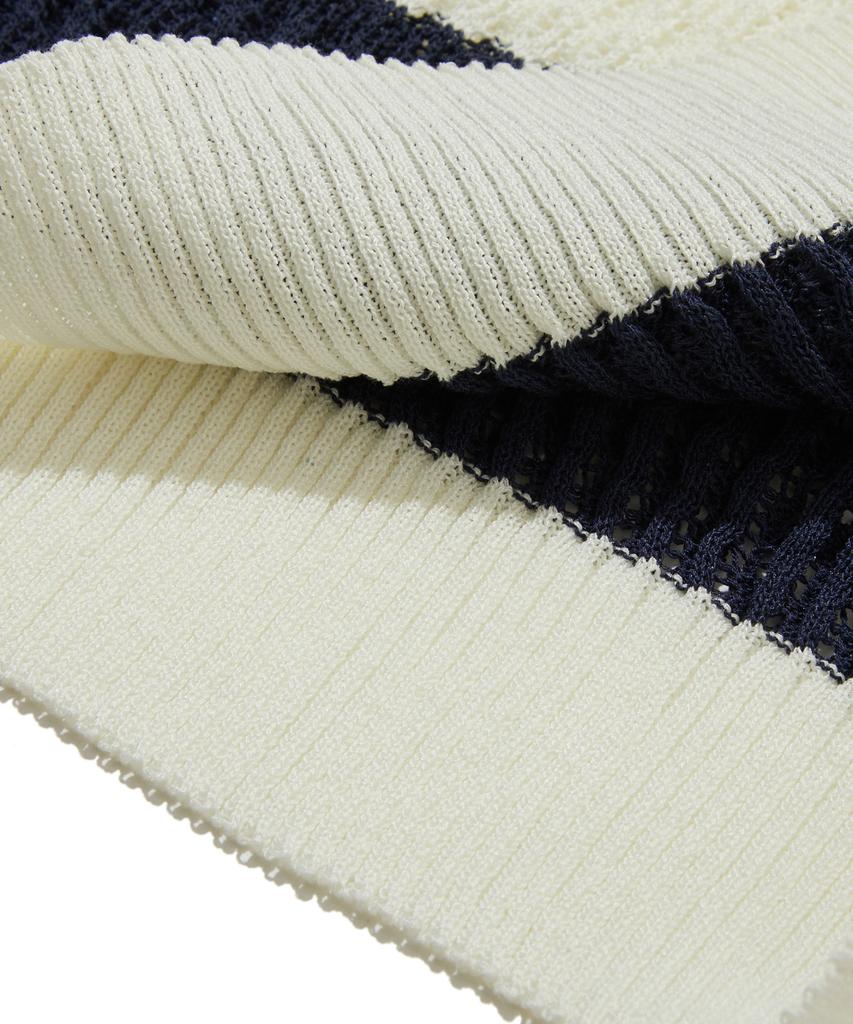 PENFIELD Striped Lace Collar Knit White_Fs2Nt01F