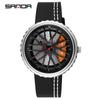 Sanda Men's 1061 Waterproof Leather Strap Watch with Trendy Hollow Dial