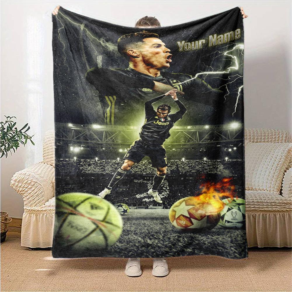 Cristiano Ronaldo (143) Personalized Text Blanket Multi-purpose Customizable Blanket Warmthful Decor Suitable for Sofa Nap Livingroom Picnics