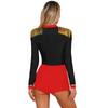 Complete Circus Ringmaster Halloween Costume for Women S-3XL: Fringe Shoulder Jumpsuit with Gold Trim, Contrast Bodysuit