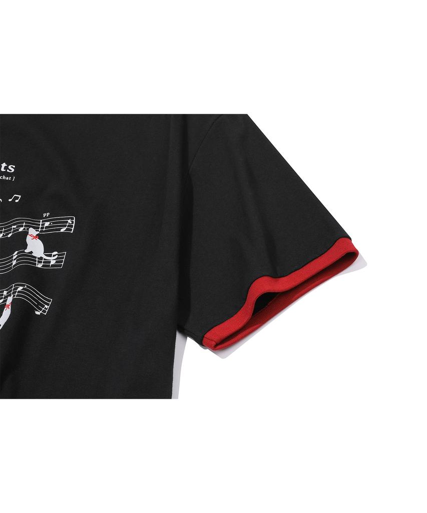 CPGN STUDIO Cats Music Ringer Short Sleeve T-Shirt Black