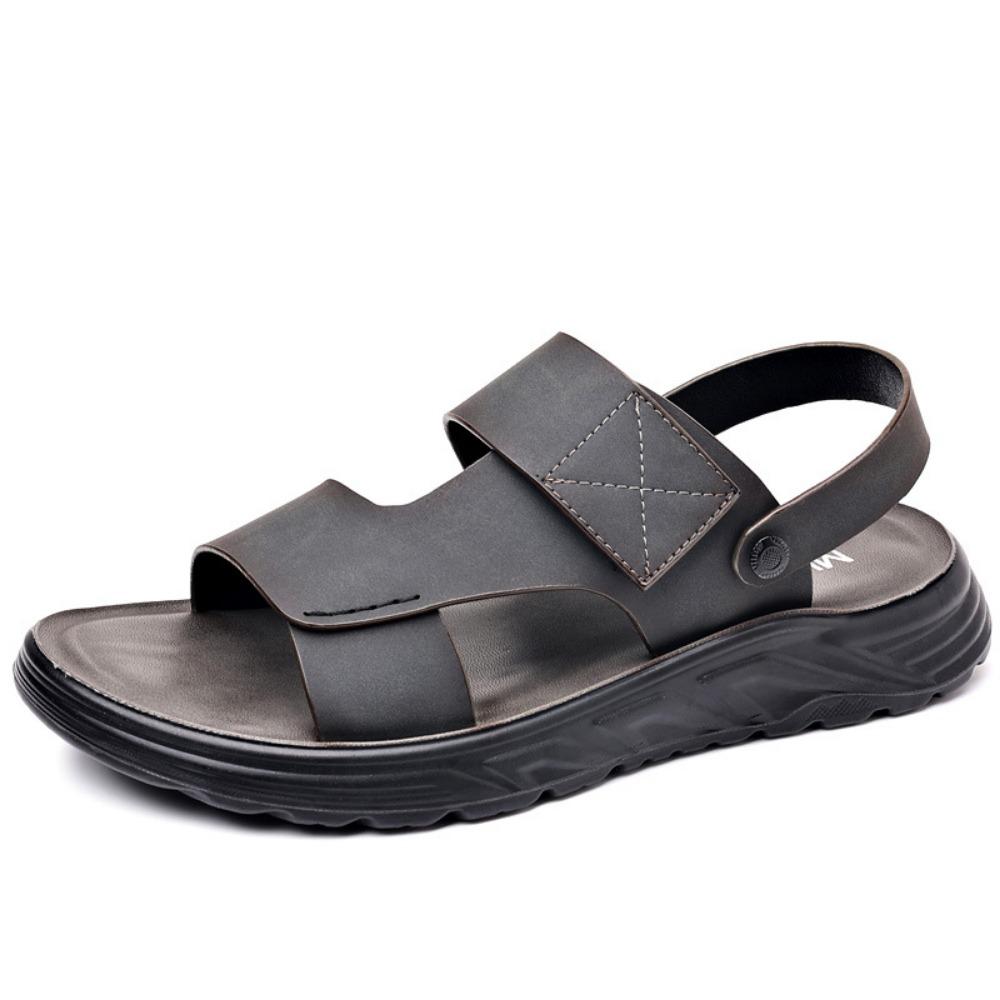 

Мужские сандалии Модные из натуральной кожи Слипоны Пляжная обувь Нескользящие Тапочки для вождения 44