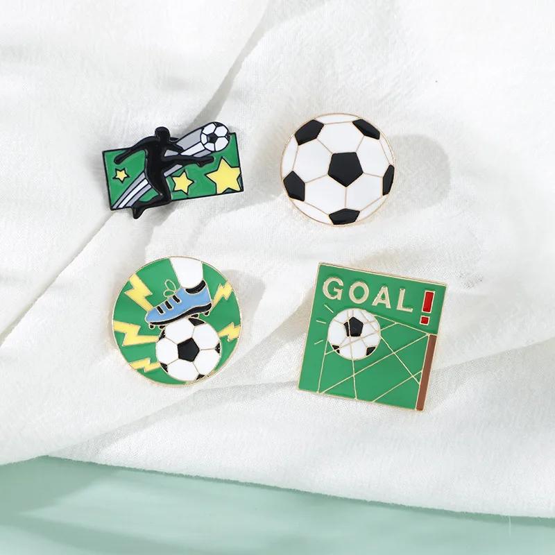 Football Competition Enamel Pin Custom Brooches for Bag Clothes Lapel Pin Badge Shoot and Goal Jewelry