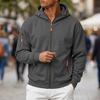 Herren lässiger Kapuzen-Pullover mit durchgehendem Reißverschluss, langen Ärmeln und mehreren Taschen und