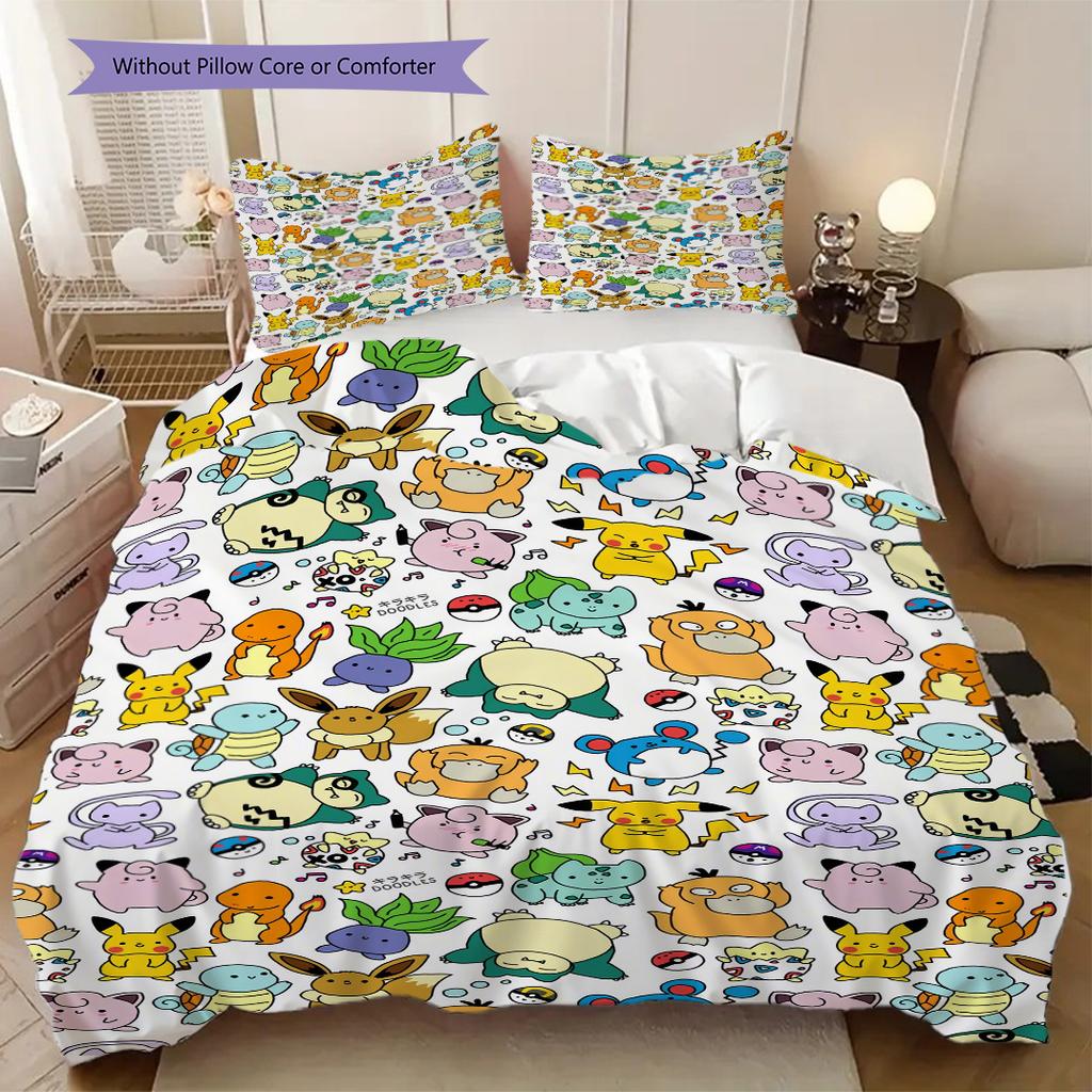 Anime Pocket Monster Print Soft Comfortable Duvet Cover, Children's Bedding Set Gift, Various Sizes Available LXR119