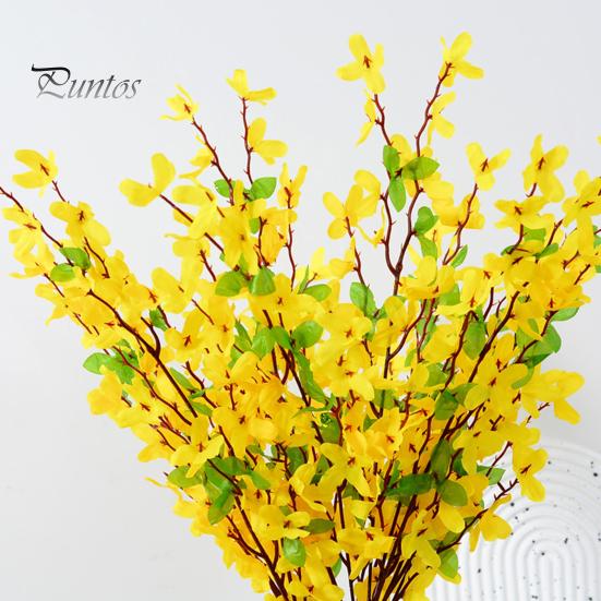 Wedding Decor Flowers Artificial Winter Jasmine with Stem Realistic Fake Silk Yellow Flower Indoor Home Office Table Centerpiece Faux Branch