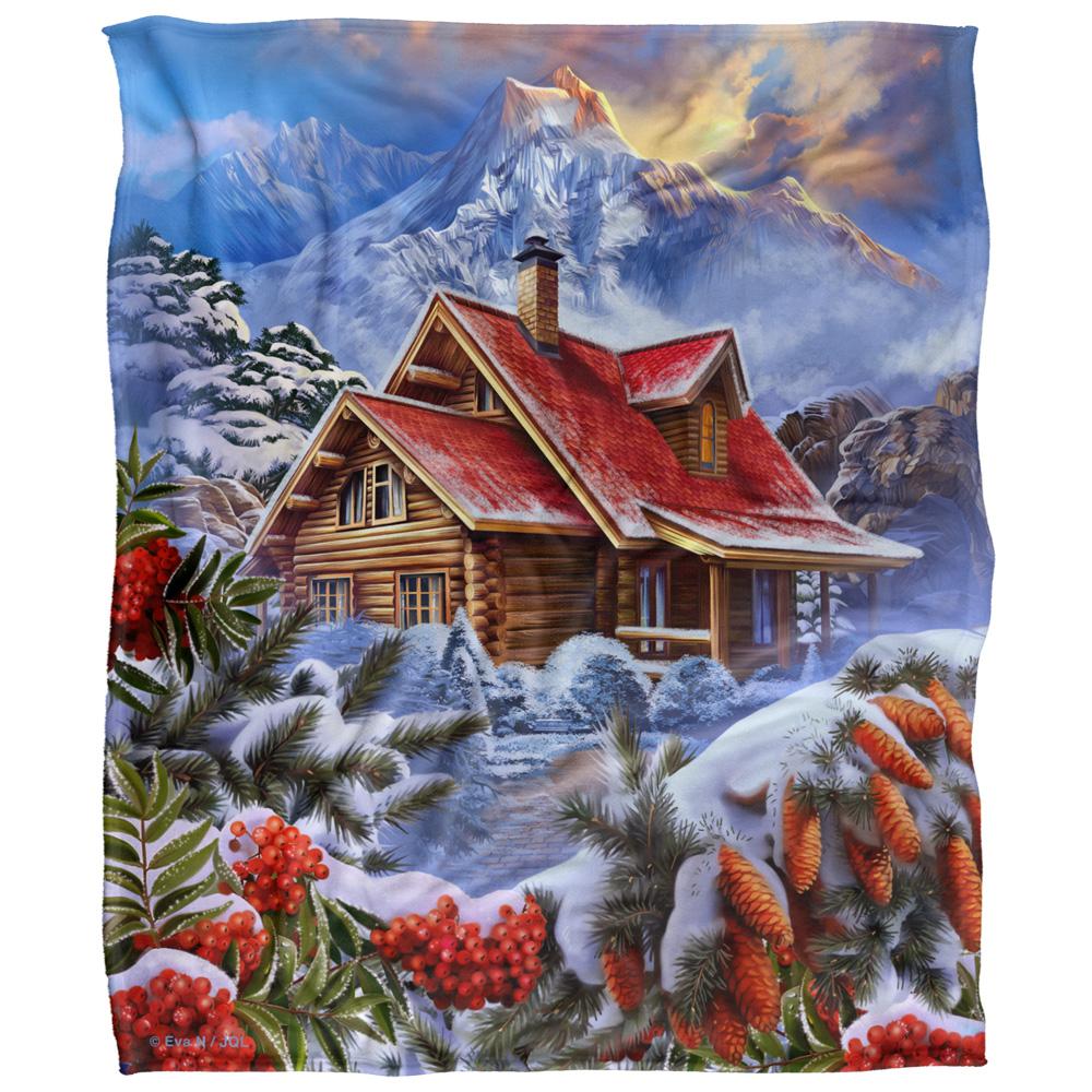 JQ Licensing Silky Log Cabin Winter Supersoft Blanket