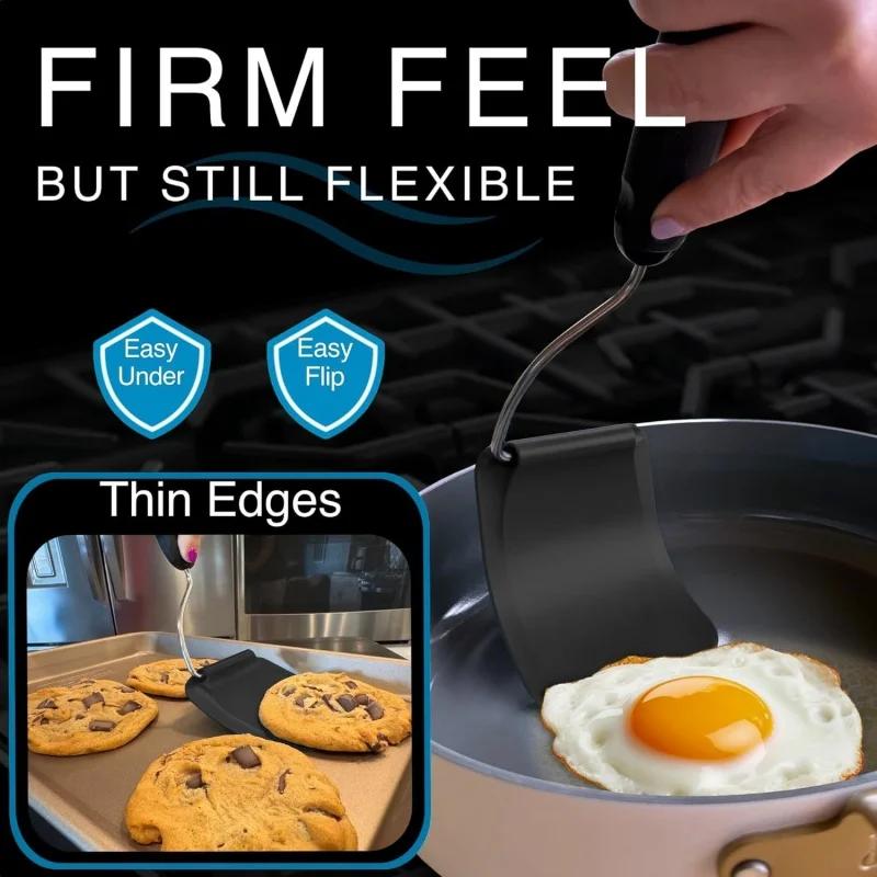 Adjustable-Angle Scraper - A Reusable Non-Stick Cooking Scraper For Frying Eggs And Flipping Them Silicone Metal Scraper