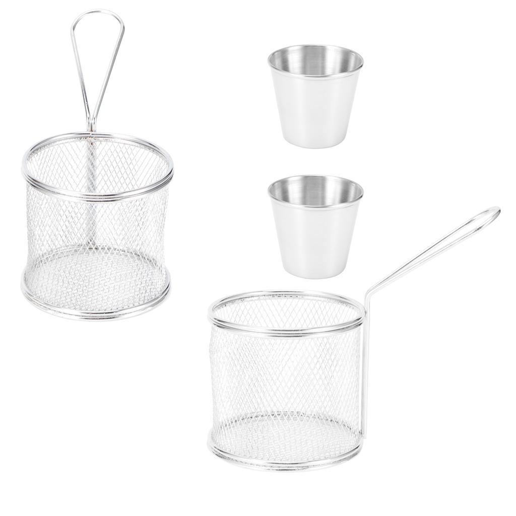 Zestaw 4 szt. Mini koszyk do smażenia Cylindryczny koszyk na frytki Durszlak do gotowania w kuchni