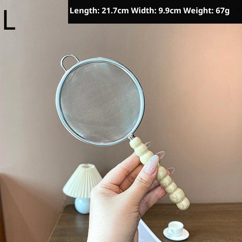 

1Pc Pearl Ceramic Handle Tea Strainer Stainless Steel Fine Mesh Sieve for Coffee Tea Leaf Spice Teapot Accessories