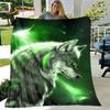 3D Wolf Spirit Fenrir Moon Dream Animal Blanket,Flannel Blanket Throw Blanket,Warm Blanket for Living Room Bedroom Beds Sofa