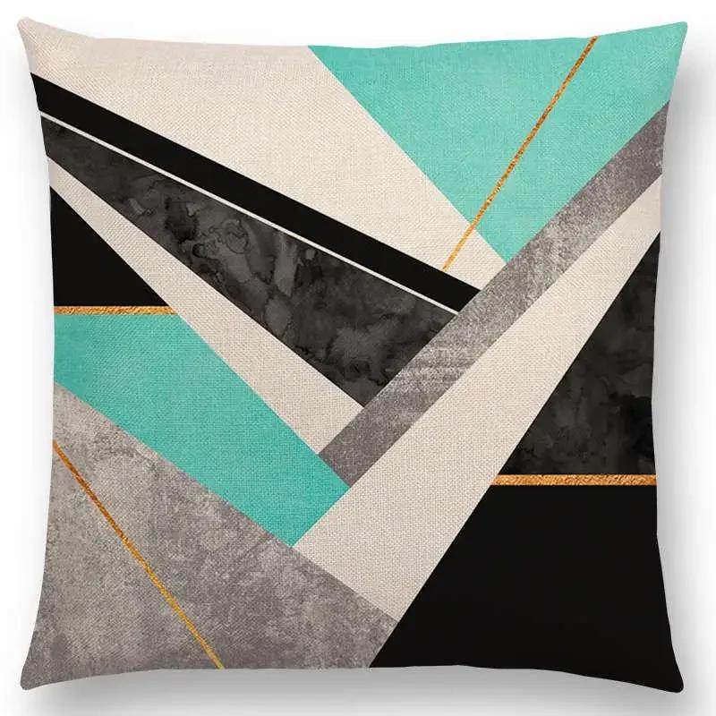 New Colorful Blocks Layers Stripes Geometric Combination Gold Lines Gorgeous Prints Cushion Cover Throw Pillow Case