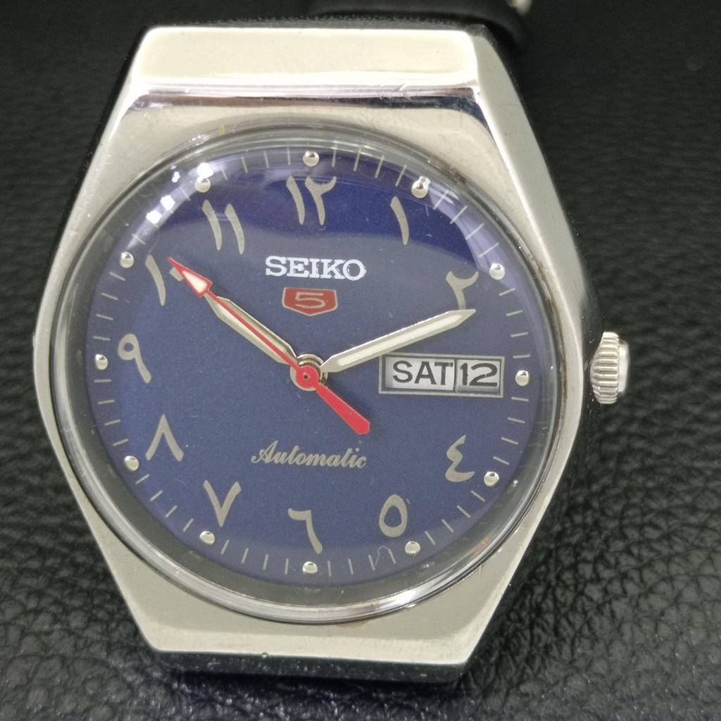 SEIKO 5 AUTOMATIC VINTAGE 6309A JAPAN MENS ARABIC BLUE DIAL WATCH a702661-1 R209-a702661