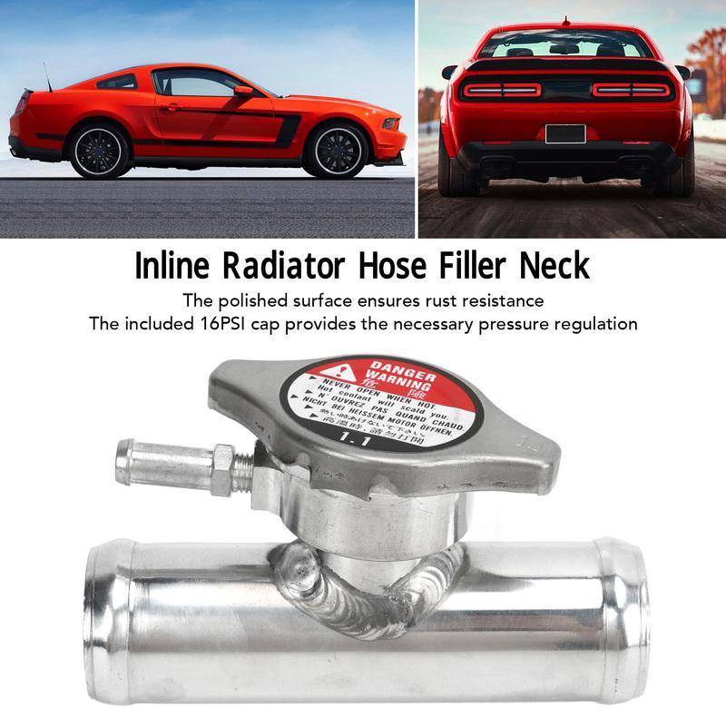 Inline Radiator Hose Filler Neck 32mm 1‑1/4in OD High Temp Resistant Easy To Use Coolant Filler Neck with 16PSI for Cars