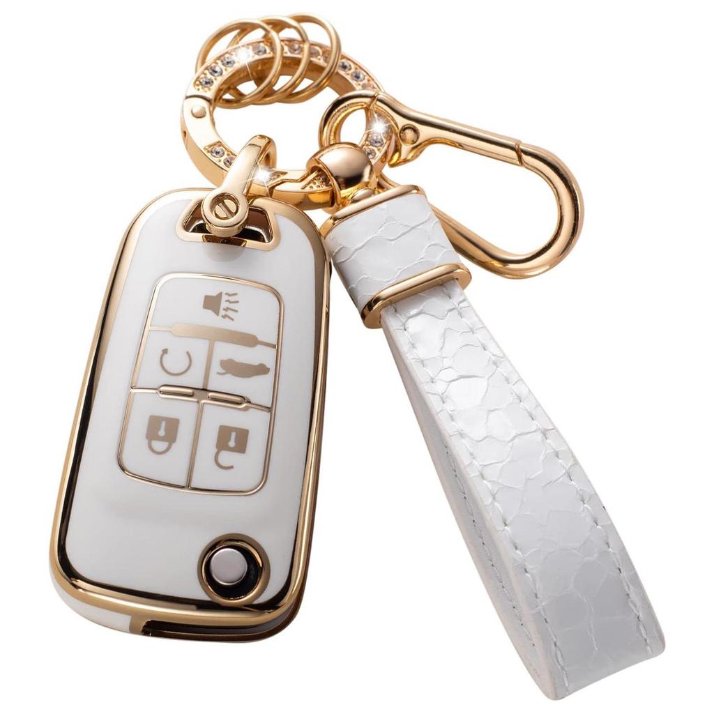 Gold-Edged Key Cover Pendant with Stone Pattern Keychain for Cars - Cross-Border Bestseller