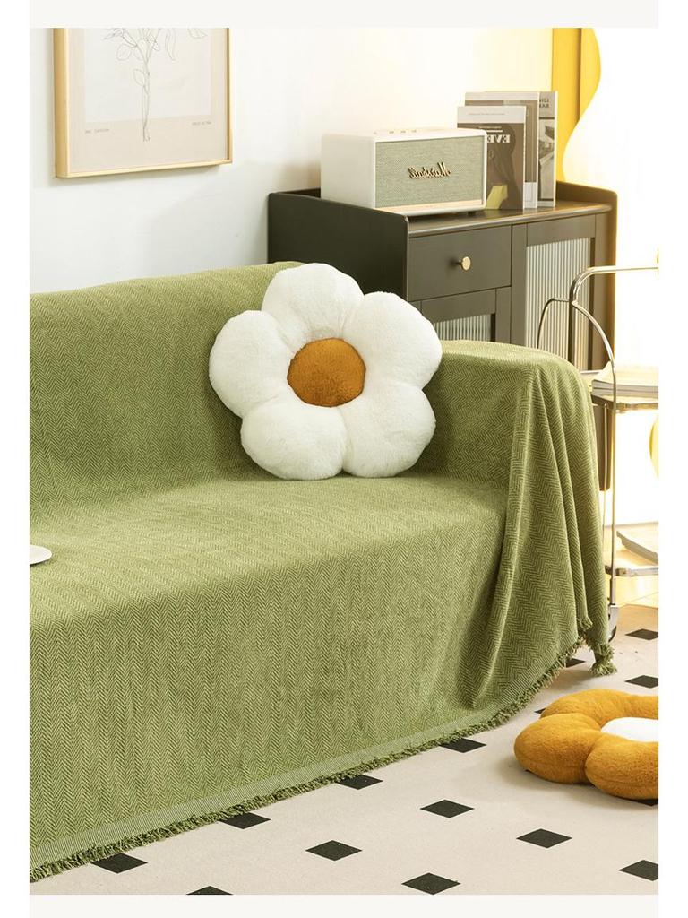 Modern Minimalist Chenille Herringbone Sofa Cover, Four Seasons Non-Slip Blanket