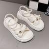 Fashion Women's Casual Temperament Sandals 2024 Summer New Style Fashion Thick Sole Roman Beach Soft Bottom Anti-Slip Single Shoes