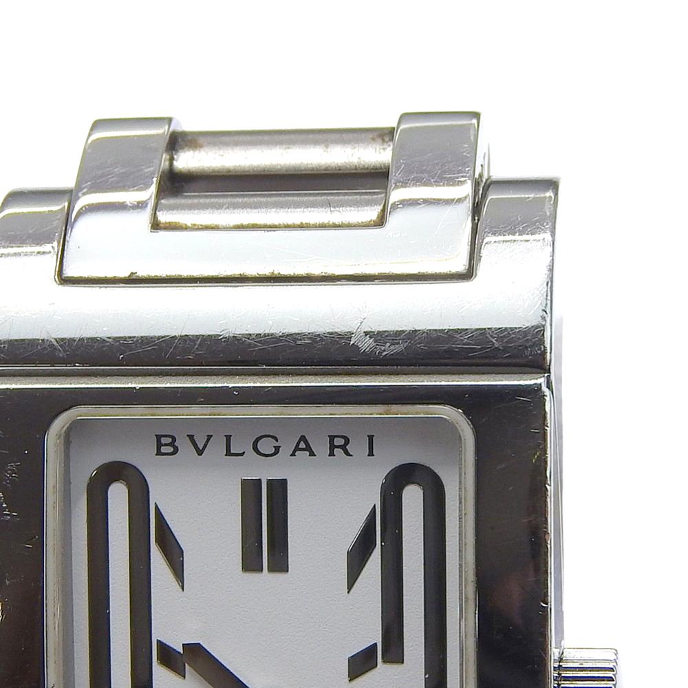 Bvlgari Rettangoro Watches RT39S Silver WhiteDial Stainless Steel Quartz Analog Display Women Used