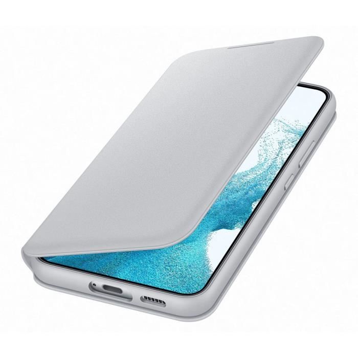 Etui folio smart led view pour samsung galaxy s22+ gris clair