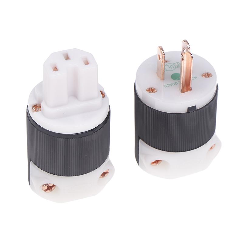 1 Pcs Hifi Audio Us Plug Female Socket American Standard Copper Ac Power Supply Male Connector