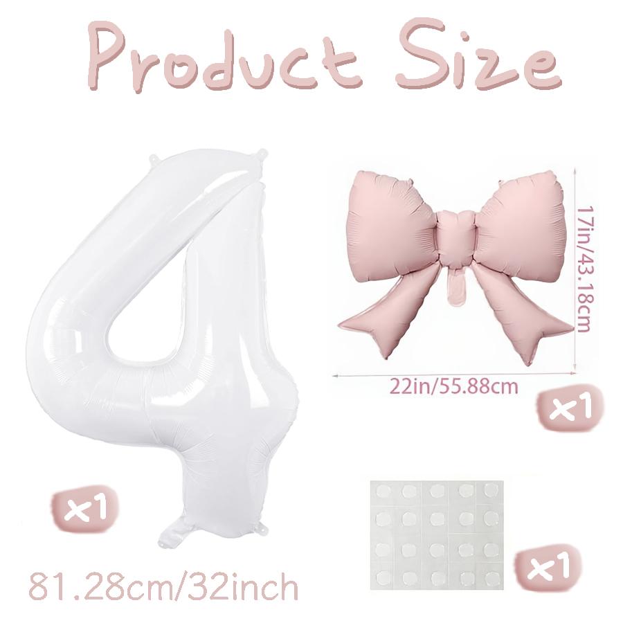 Number balloon set baby pink bow balloon ,white and pink balloon birthday proposal, weddingballoon decoration