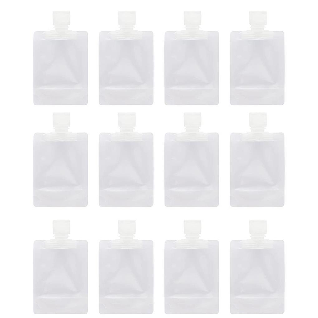 Pachet 12 Pungi Lichide Reumplabile Etanșe Pungă Stand-up 30/50/100ml Pungă Squeezeable pentru Sub-ambalare Șampon