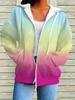 Women's Plus Size Gradient Hoodie Zipper Jacket - Casual Loose Fit 2026 New Arrival