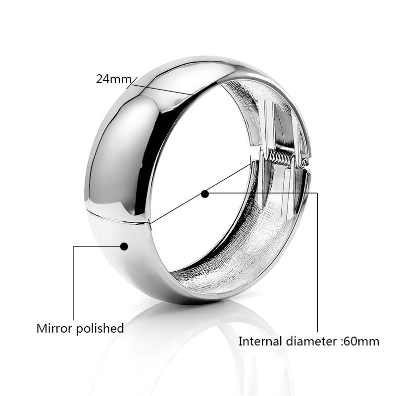 2026 New Arrival Fashion Classic Glossy Plain Ring Circle Bangle Exaggerated Funky Spring Open Metal Chunky Bracelet
