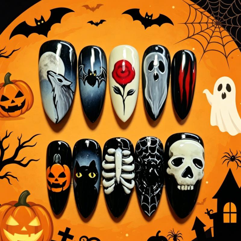Halloween 3D Scary Almond-Shaped Funny Nails Collection