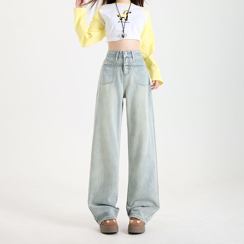 

Утолщенные джинсы, женские осенние брюки с высокой талией, широкие брюки, женские осенне-зимние брюки до пола, удобные свободные прямые брюки 2XL