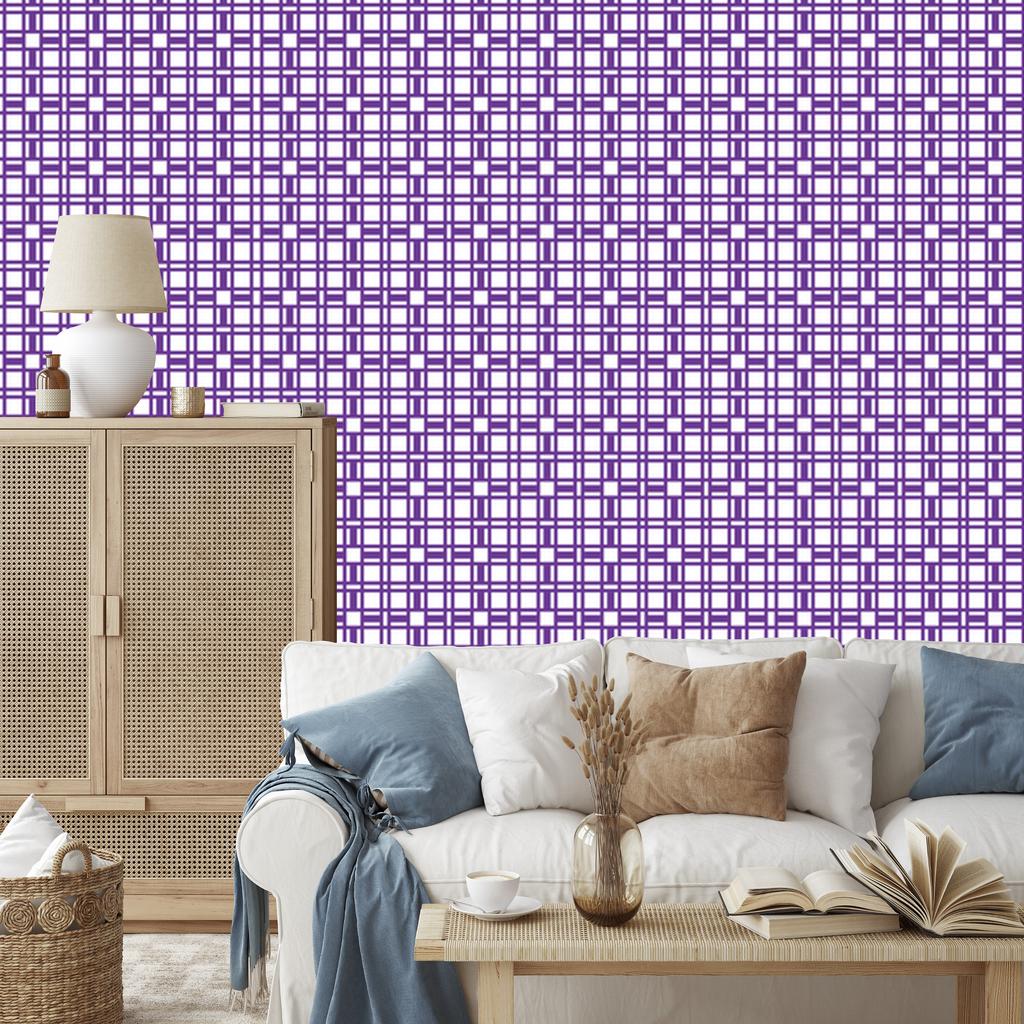 Wallpaper Geometric Pattern Purple, Lavender and White 50x1000