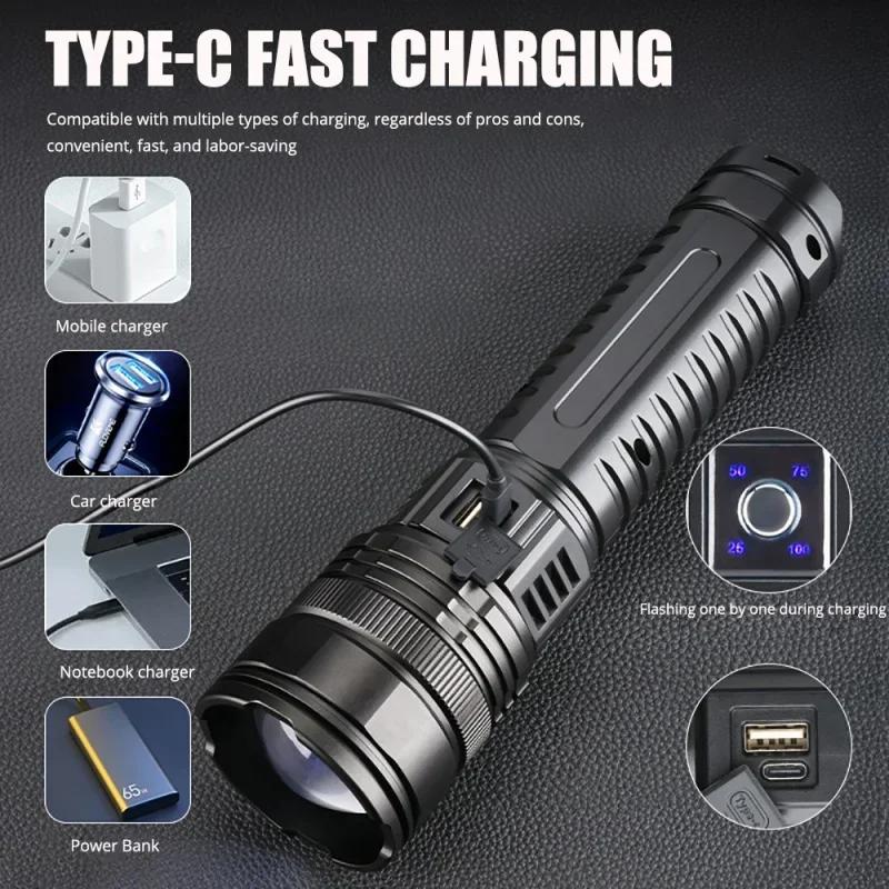 LED White Laser Built-in Battery Flash Light Emergency Spotlights 5km Most Powerful Led Flashlights LED 15000mah