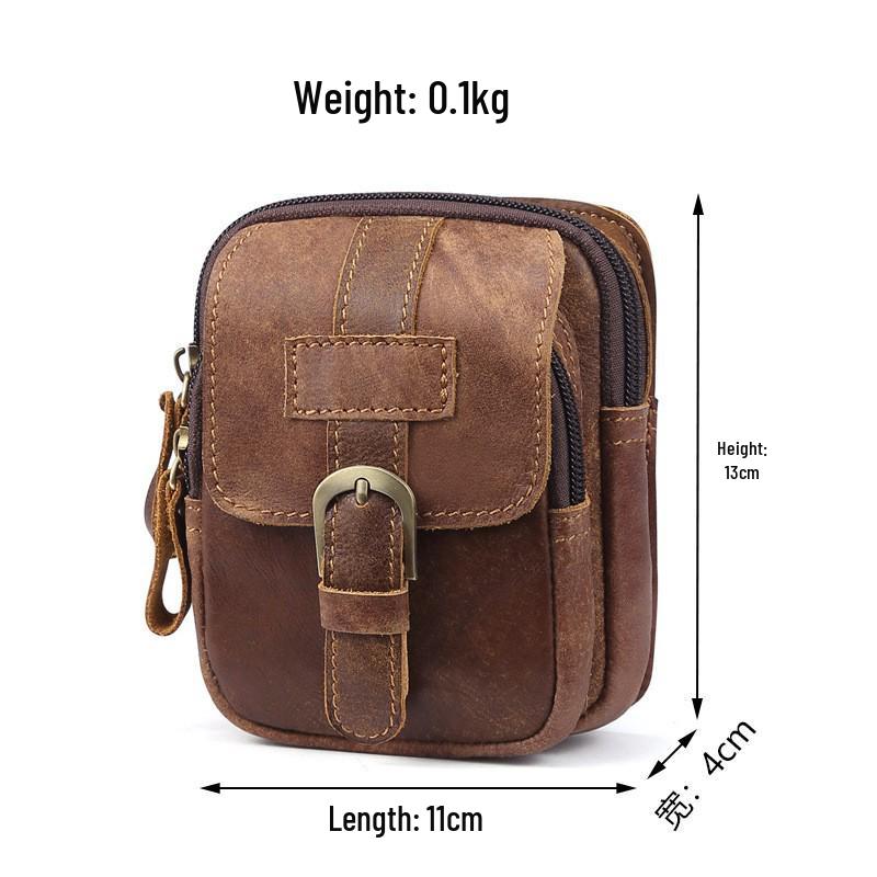 

Мужская поясная сумка из натуральной кожи в стиле ретро для мобильного телефона - многофункциональная поясная сумка