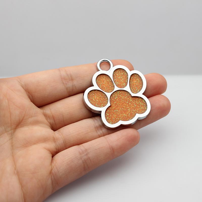 30pcs/lot 40mm Big Paw Print Pendant Charms For Jewelry Making Glitter Hang Charm DIY Keychain Pet Collar Accessories