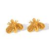Euro-American Ins Style Stainless Steel Bee Stud Earrings, Unique Trendy Design, 18K Gold Titanium Steel Earrings