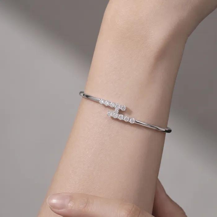 Silver 925 Bertot Cubic Bangle Silver Bracelet