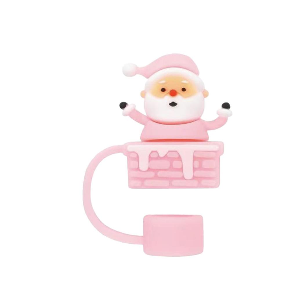 10mm Christmas Silicone Straw Sleeve Party Decor Cup Accessories Spill Proof Stopper Drinking Straw Cap Leak Stopper Xmas Gift