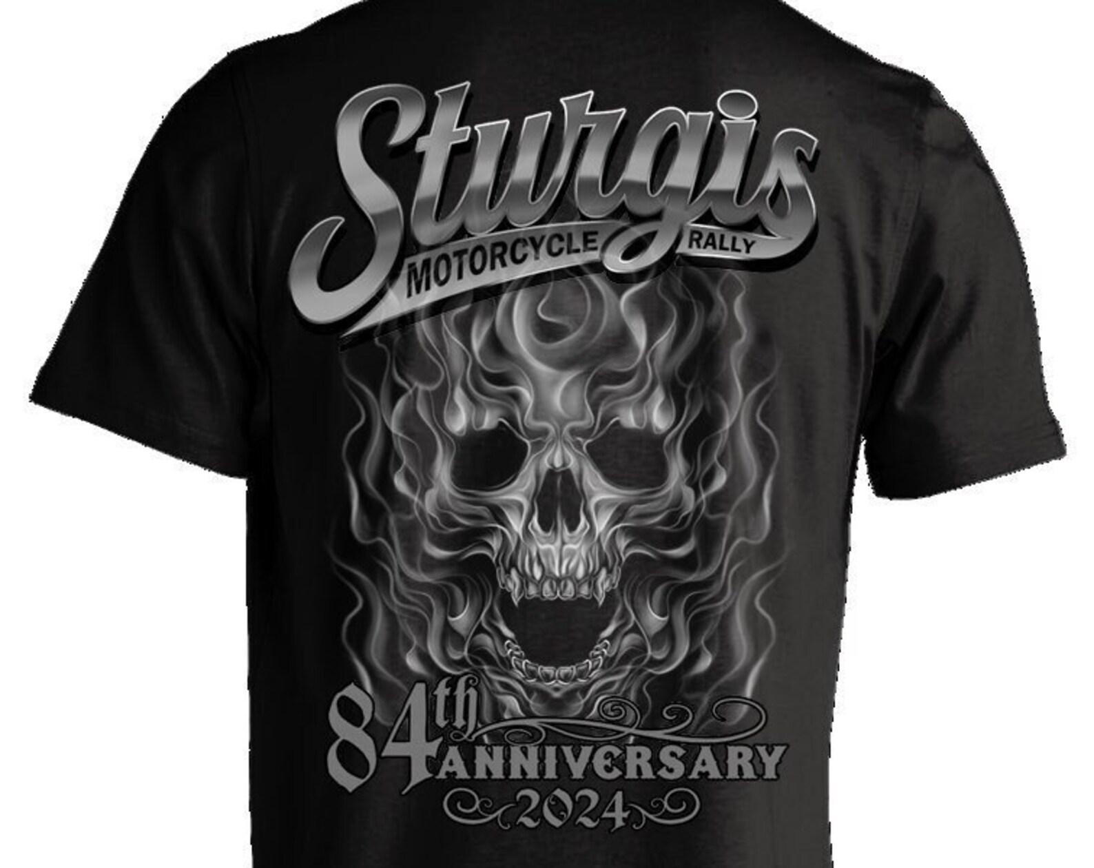 2024 Sturgis Motorcycle Rally Smokey Skull T shirt - 84th Anniversary (BACK PRINT) 2XL