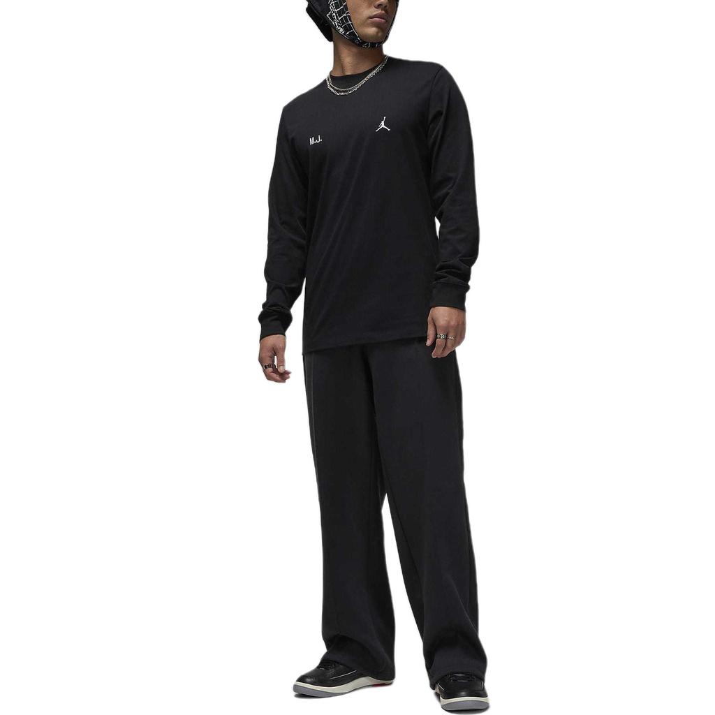 Jordan Logo Letter Print Round Neck Pullover Long Sleeve T-Shirt Men Tops Black FZ1934-010