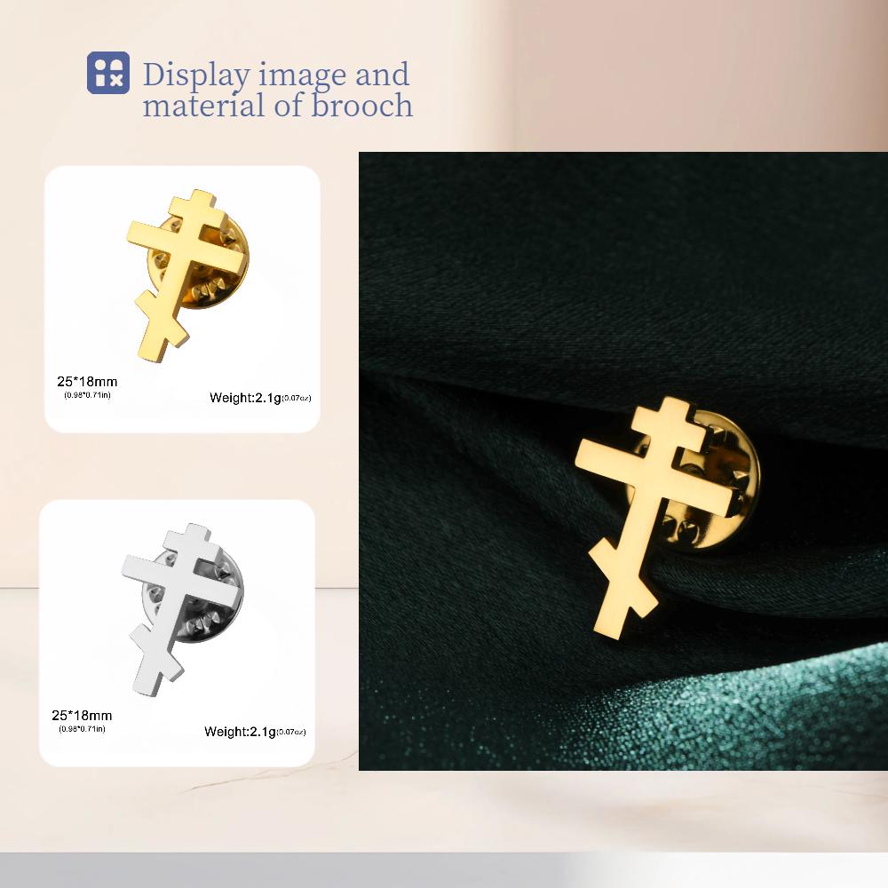 Dreamtimes Croce Ortodossa Simbolo Bandiera Spilla in Acciaio Inossidabile per Donne Uomini Chiesa Eterna Moda Ispiratrice Gioielli Regali
