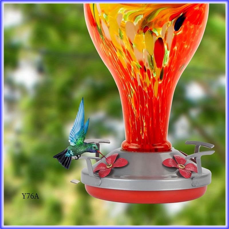 Стеклянная кормушка для птиц, Расписная стеклянная кормушка, Ручная выдувка, Герметичная, Легко чистить, Нержавеющая