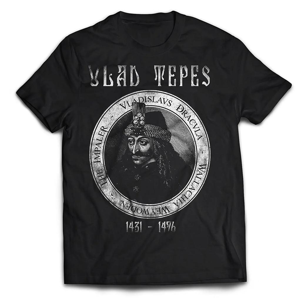 Double Sided Size S5XL Hot Sale Mens Retro Print Design Vlad Tepes Tshirt Streetwear Men Clothing Harajuku