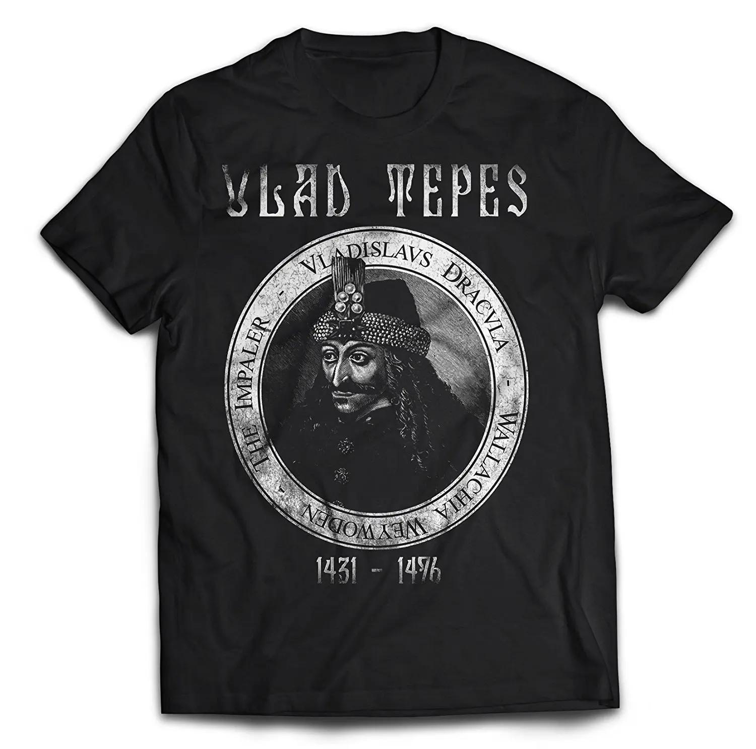 double sided size S5XL Hot Sale Mens Retro Print Design Vlad Tepes Tshirt  streetwear men clothing  harajuku M